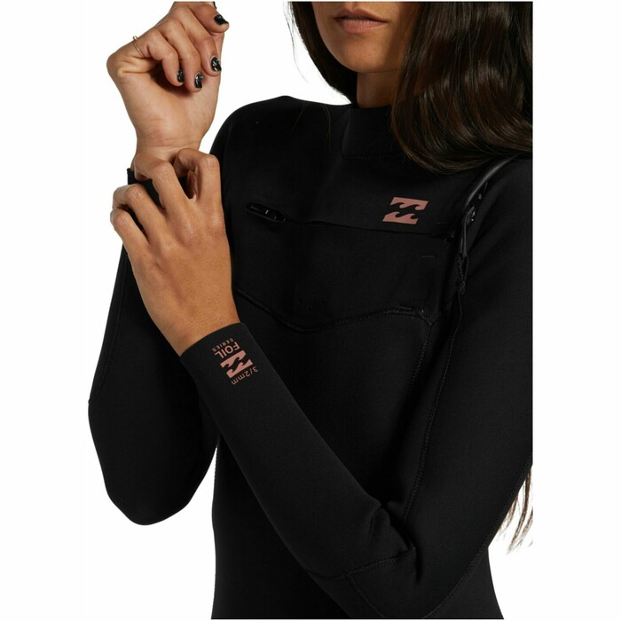 2024 Billabong Womens Foil 3/2mm Chest Zip Wetsuit ABJW100187 - Black